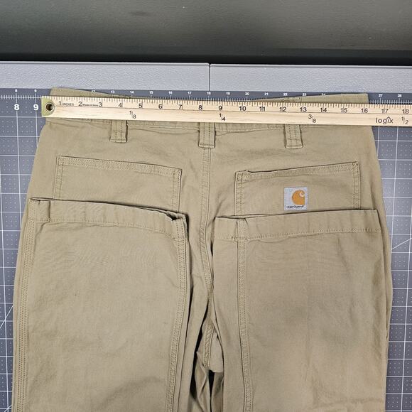Carhartt Pants Mens 34x36 Brown Rugged Flex Carpenter Canvas Stretch Straight - Picture 13 of 16